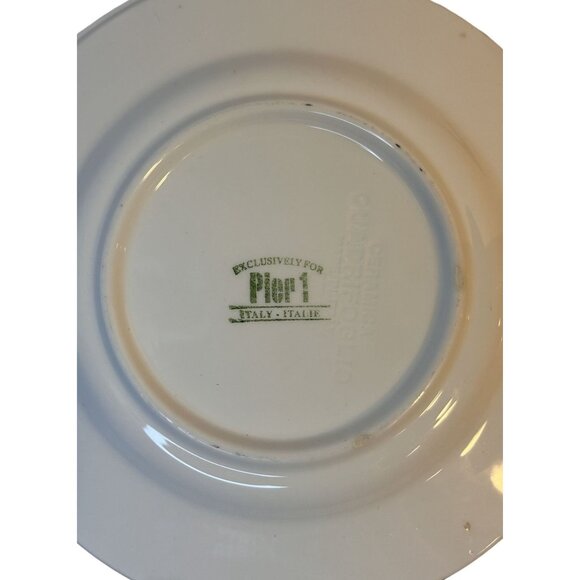 Pier 1 Imports Set-2 Versailles Ceramica Quadrifoglio Blue Green Luncheon Plates - Picture 12 of 12